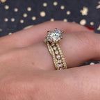 18K Golden Rhinestone Zircon Engagement Ring 3pc Ring Set
