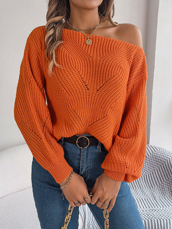 Off-the-shoulder Lantern Sleeve Sweater