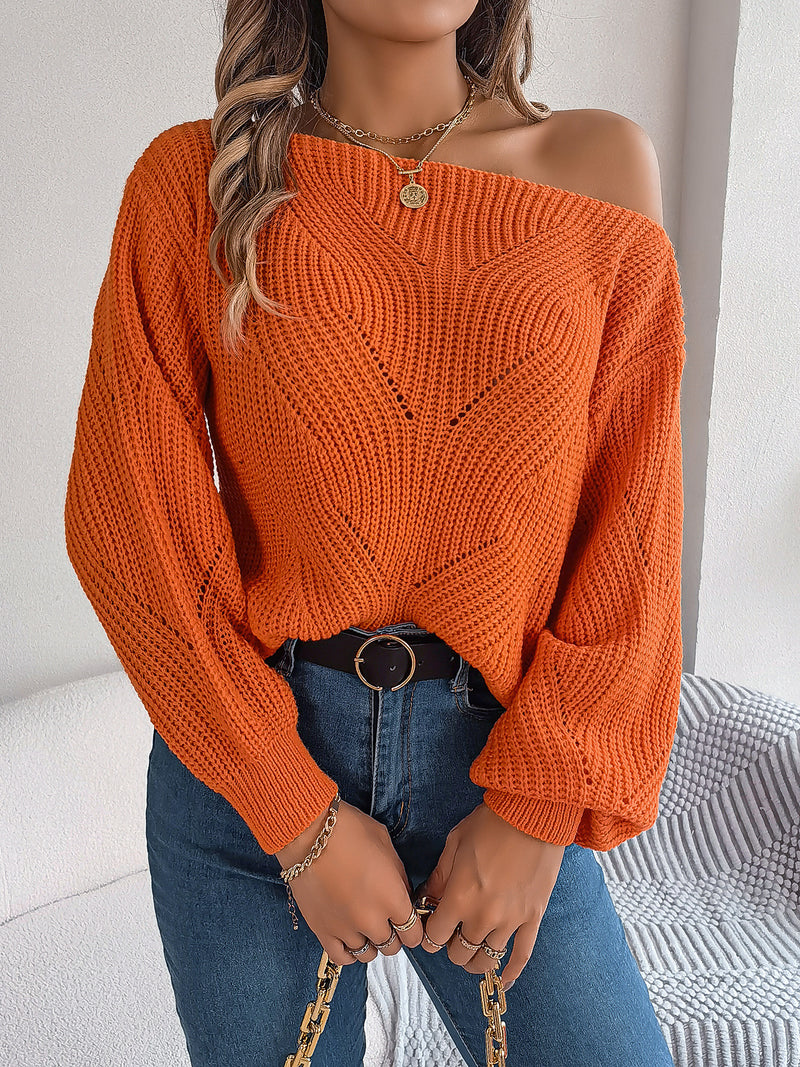 Off-the-shoulder Lantern Sleeve Sweater