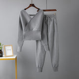 Sexy V-neck Sweater & Pants Set