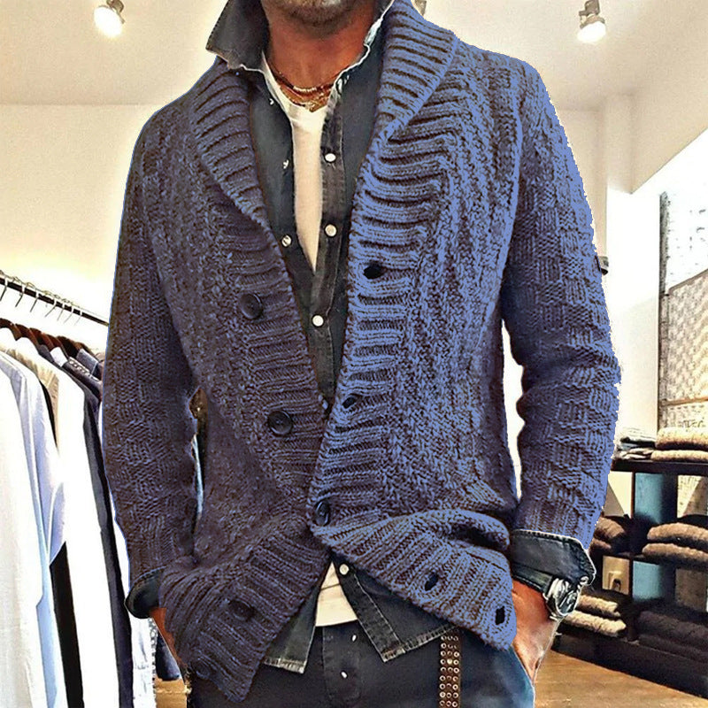 Men's Brown Lapel Cardigan Jacket