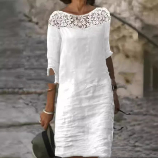Women's Cotton & Lace Half-length Sleeve Dress