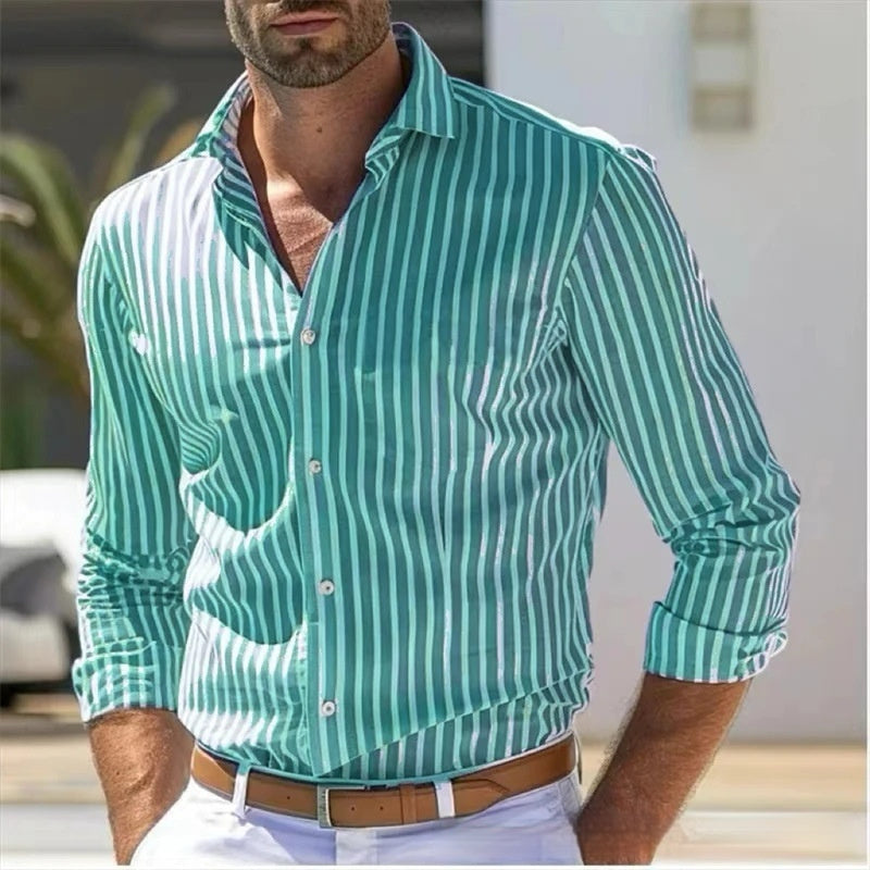 Men's Slim Striped Long Sleeve Shirt