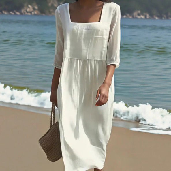 Women's Loose Long Sleeve Printed Dress