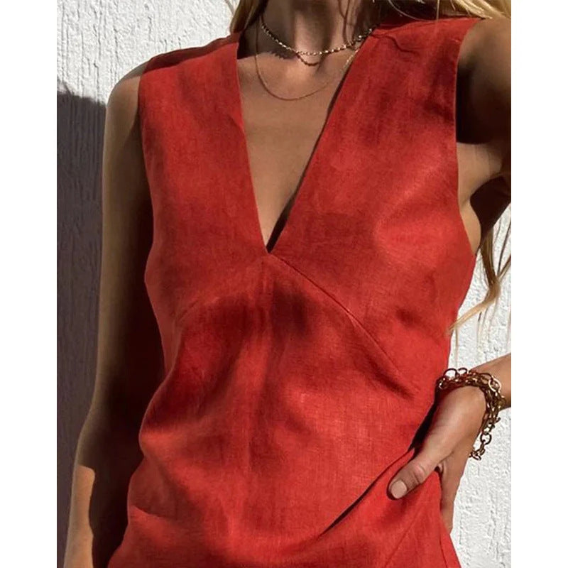 Women's 2pc Linen Top and Skirt