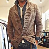 Men's Brown Lapel Cardigan Jacket