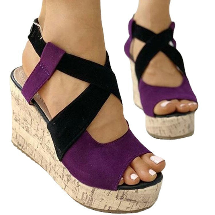 Colorful Suede Wedge Sandals