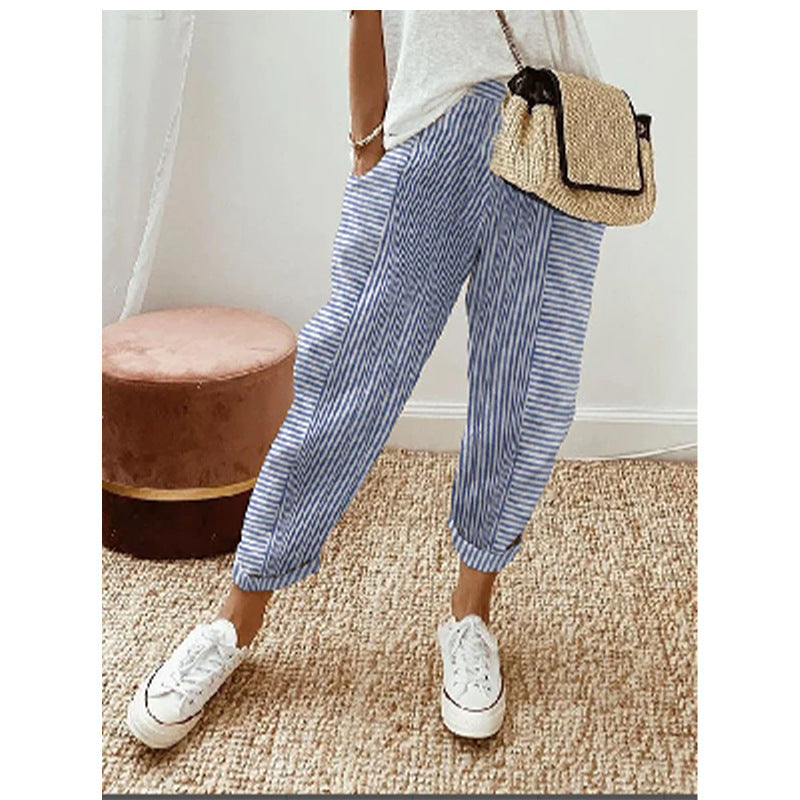 Women's Striped Print Trousers