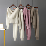 Sexy V-neck Sweater & Pants Set
