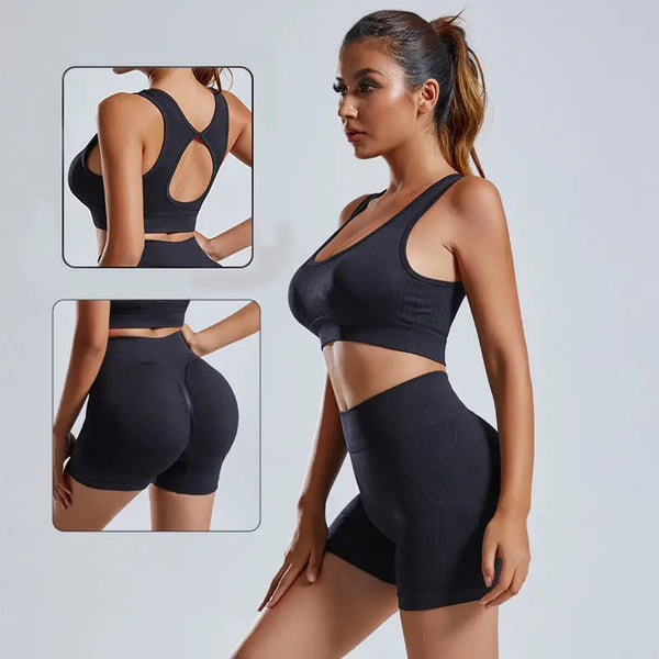 2pc Yoga Set Black Bra and Short – Posh Atomic