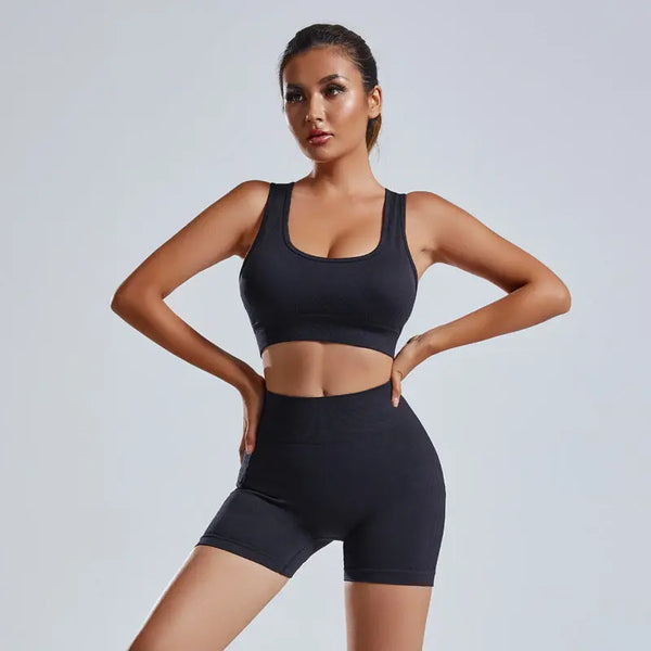 2pc Yoga Set Black Bra and Short – Posh Atomic