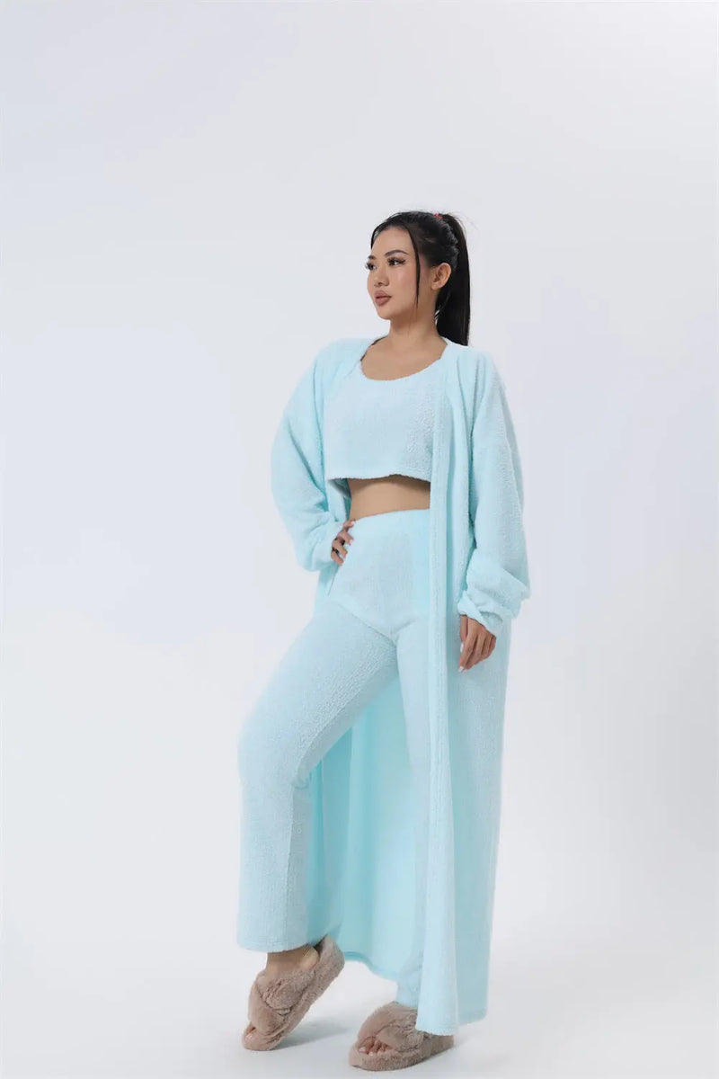 3 Piece Women's Lounge Set Light blue L – Posh Atomic
