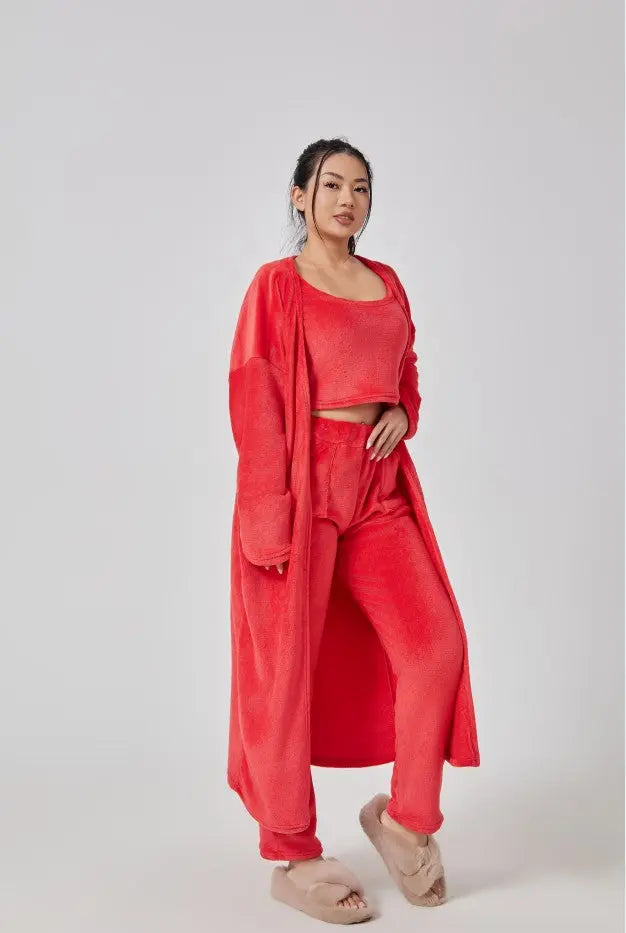 3 Piece Women's Lounge Set Red S – Posh Atomic