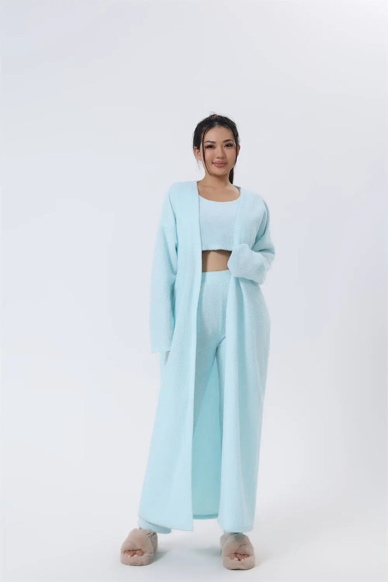 3 Piece Women's Lounge Set Light blue S – Posh Atomic