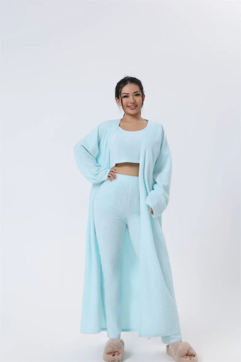 3 Piece Women's Lounge Set Light blue M – Posh Atomic