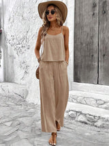 Women's Solid Color Casual Camisole Vest Set