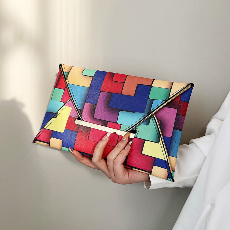 Plaid Contrast Color Square Bag
