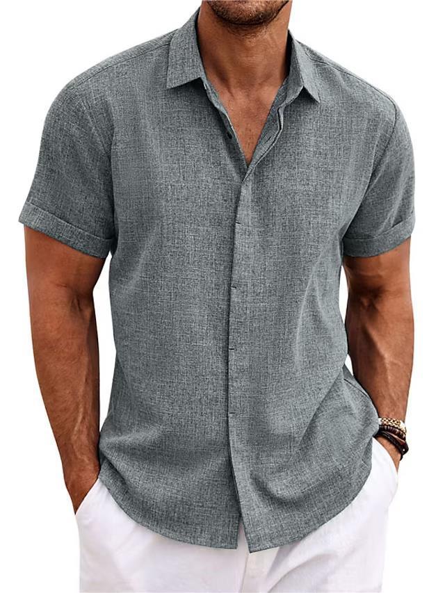 Men's Solid Color Loose Linen Shirt
