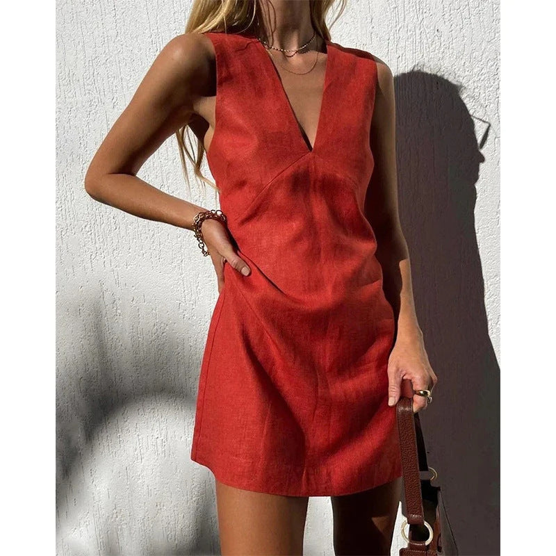 Women's 2pc Linen Top and Skirt