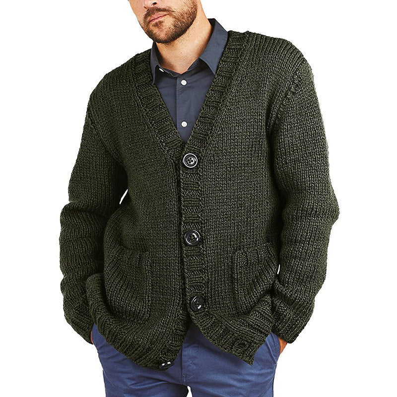 Men's Brown Lapel Cardigan Jacket