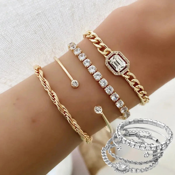 4 Pcs Crystal Bracelet Set For Women – Posh Atomic