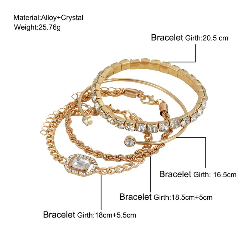 4 Pcs Crystal Bracelet Set For Women – Posh Atomic