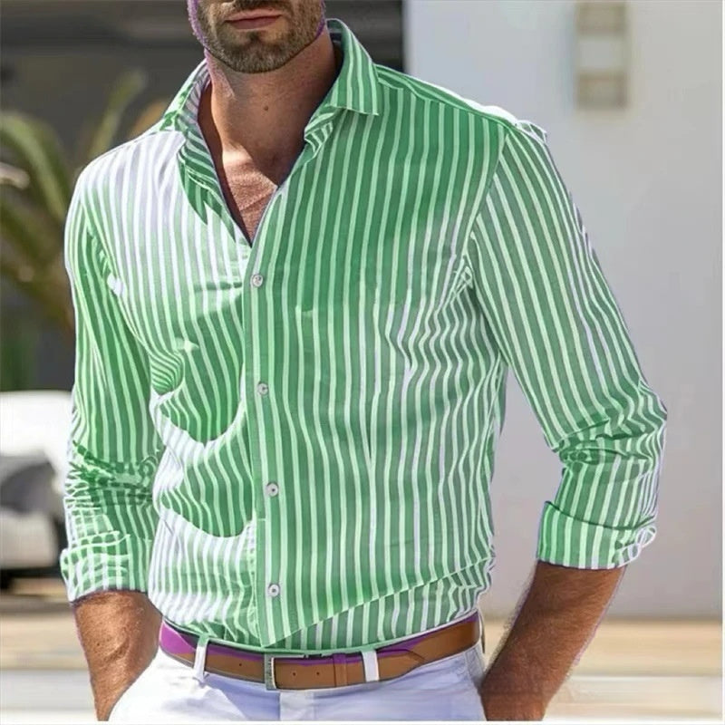 Men's Slim Striped Long Sleeve Shirt