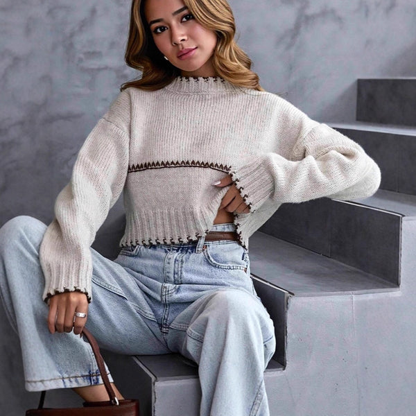 Women's Short Stitching Sweater