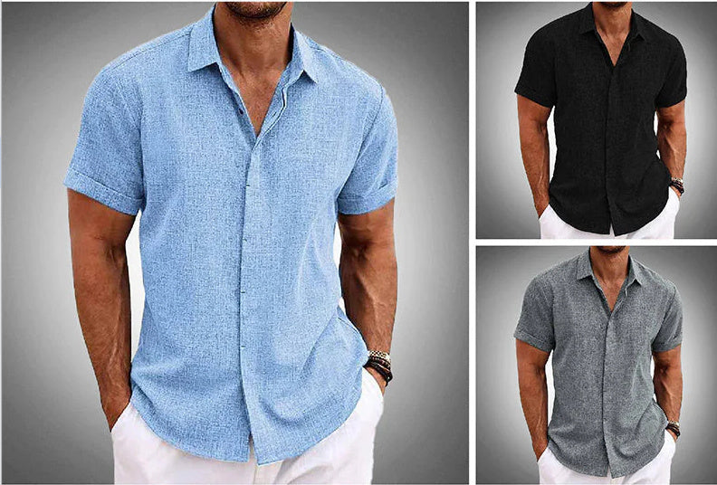 Men's Solid Color Loose Linen Shirt