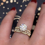 18K Golden Rhinestone Zircon Engagement Ring 3pc Ring Set