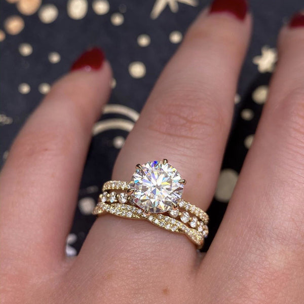 18K Golden Rhinestone Zircon Engagement Ring 3pc Ring Set