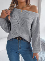 Off-the-shoulder Lantern Sleeve Sweater