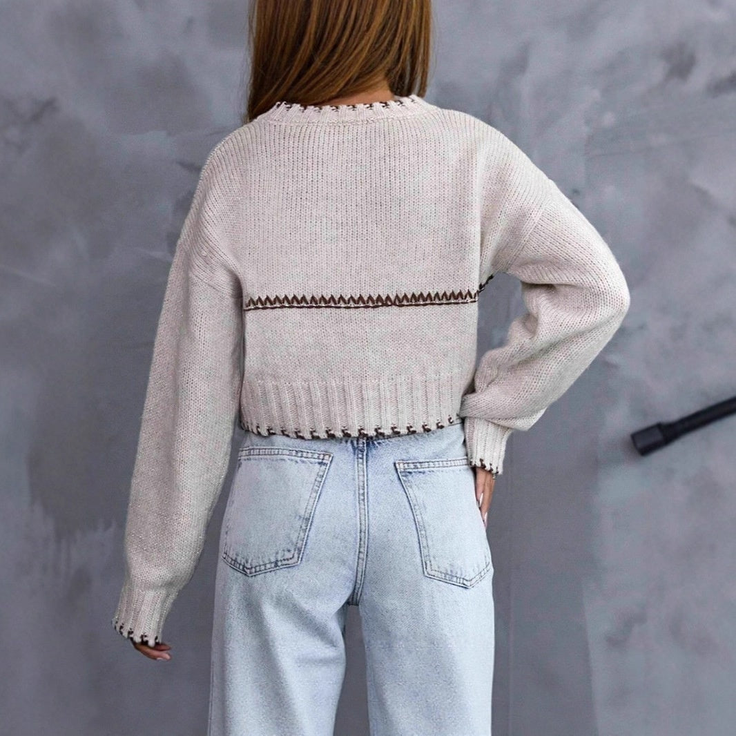 Women's Short Stitching Sweater