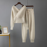 Sexy V-neck Sweater & Pants Set