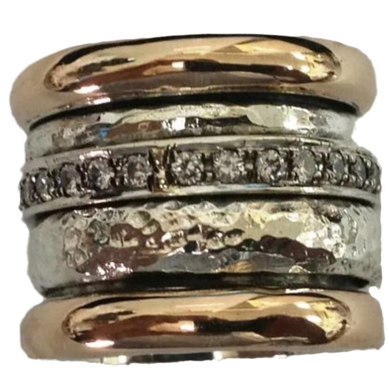 Wide Surface Diamond Ring