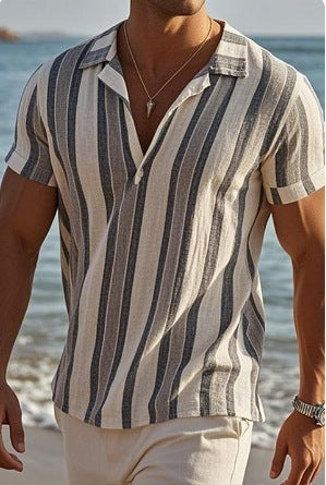 Men’s Striped Short-sleeved Shirt