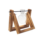 SwingWood Hydroponic Glass Vase with Wooden Stand
