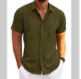 Men's Solid Color Loose Linen Shirt
