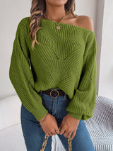 Off-the-shoulder Lantern Sleeve Sweater