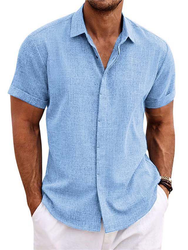 Men's Solid Color Loose Linen Shirt