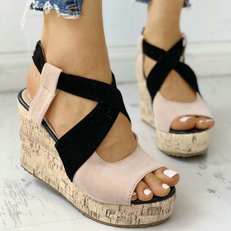 Colorful Suede Wedge Sandals