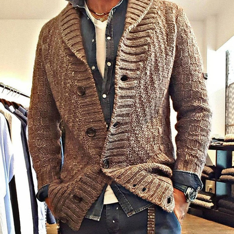 Men's Brown Lapel Cardigan Jacket