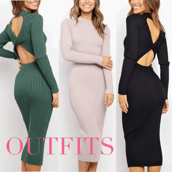 Backless Sweater Dress Black. S – Posh Atomic