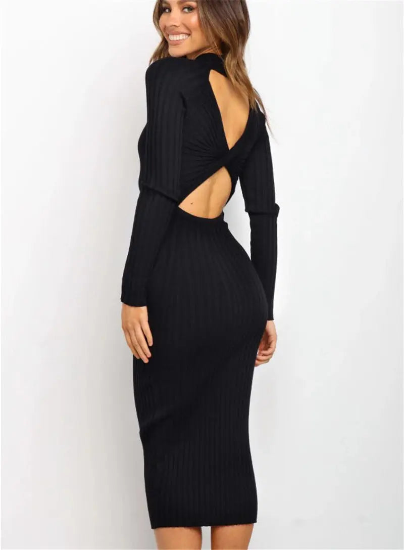 Backless Sweater Dress Black. L – Posh Atomic