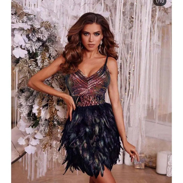 Beautiful Sleeveless Sequined Party Dress Black S – Posh Atomic