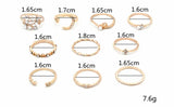 Bohemian Fashion Star Moon Love Pearl Leaf 10-Piece Ring – Posh Atomic