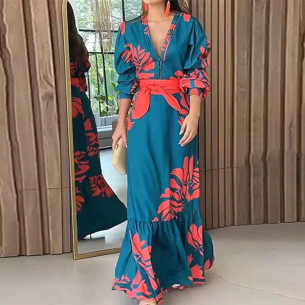 Bohemian Style Women's Long Sleeve Dress Picture Color XS – Posh Atomic