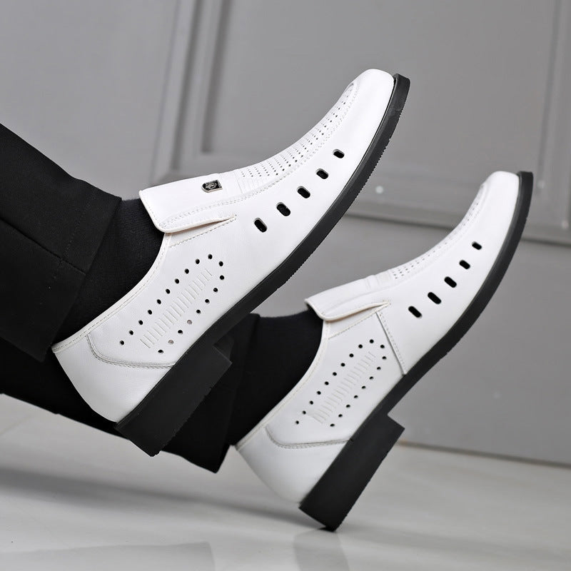 Breathable Leather Sandals Soft Men's Shoes Sandals 1028 White – Posh Atomic