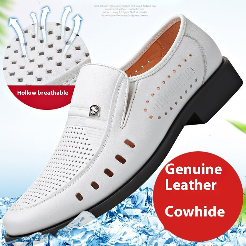 Breathable Leather Sandals Soft Men's Shoes Sandals 1028 White – Posh Atomic