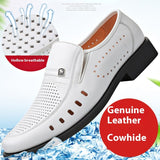 Breathable Leather Sandals Soft Men's Shoes Sandals 1028 White – Posh Atomic